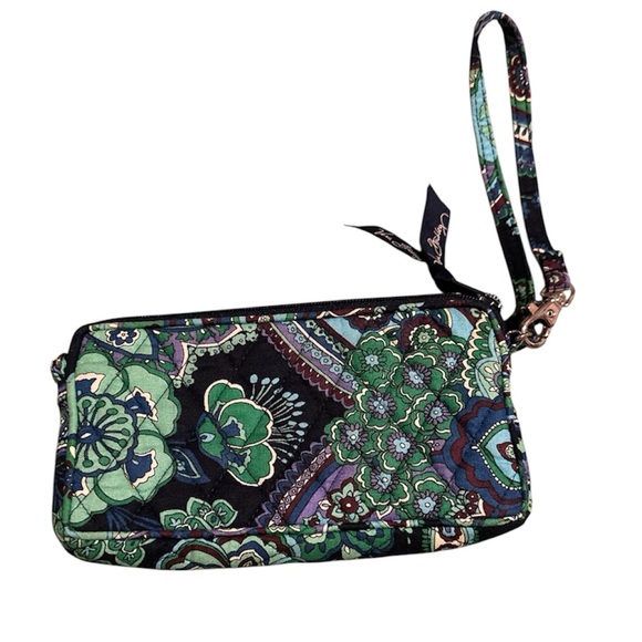 Vera Bradley Wristlet Wallet Green and Purple - Picture 1 of 3